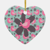 Stippen Vogels en Bloemen Keramisch Ornament (Voorkant)