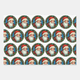 Stippen voor papiervellen, SANTA, RODE STRIPES Inpakpapier Vel