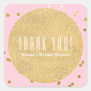 Stippen voor roze en goudkleurige Confetti Vierkante Sticker