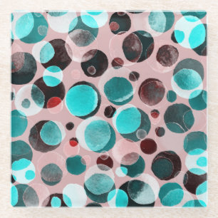 Stippen waterverf, abstract patroon. glazen onderzetter