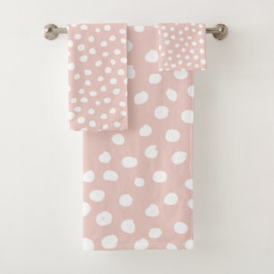 Stippen Wilde Dier Druk Blush Pink and White Spots Bad Handdoek