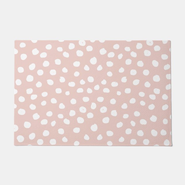 Stippen Wilde Dier Druk Blush Pink and White Spots Deurmat (Voorkant)