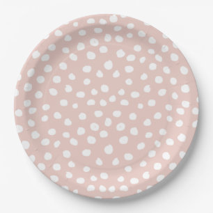 Stippen Wilde Dier Druk Blush Pink and White Spots Papieren Bordje
