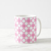 Stippen wit roze retro koffiemok (Voorkant rechts)