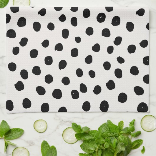 Stippen zwart en wit Dalmatiaans Theedoek (Gevouwen)