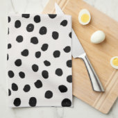 Stippen zwart en wit Dalmatiaans Theedoek (Quarter Fold)