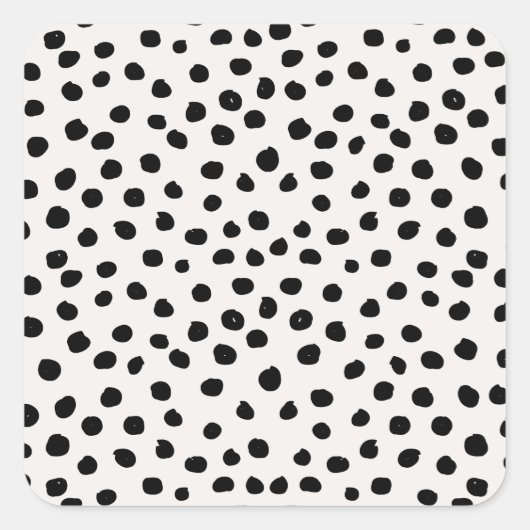Stippen zwart en wit Dalmatiaans Vierkante Sticker (Voorkant)
