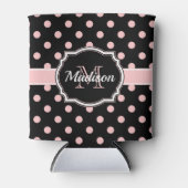 Stippen zwart/roze blikjeskoeler (Voorkant)