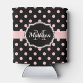 Stippen zwart/roze blikjeskoeler (Achterkant)