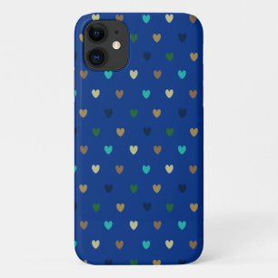 Stippenharten in pauwenblauwe tinten iPhone 11 hoesje