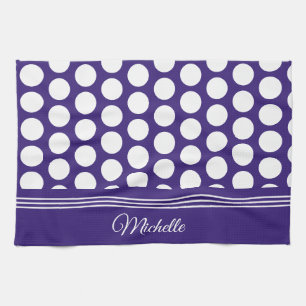 Stippenpatroon op ultra violet theedoek