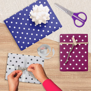 Stippenpatroon Set van 3 Blauw Burgundy Grijs Inpakpapier Vel