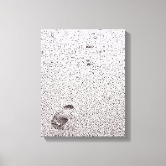 Stipple Voetafdrukken in het Zand Canvas Afdruk (Voorkant)
