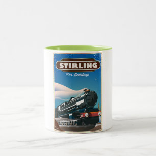 Stirling Schotland vintage treinaffiche. Tweekleurige Koffiemok