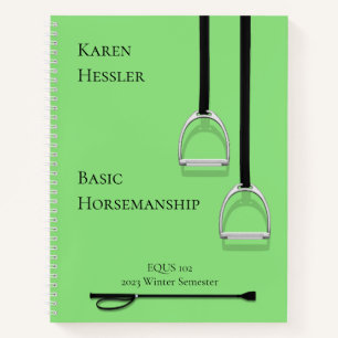 Stirrup Irons & Riding Crop Lime Green 8,5x11 Notitieboek