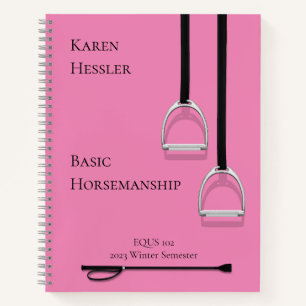 Stirrup Irons & Riding Crop Pink 8.6x11 Equestrian Notitieboek