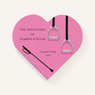 Stirrup Irons & Riding Crop Pink Equestrian Heart Notitieboek