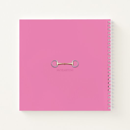 Stirrup Irons & Riding Crop Pink Square Equestrian Notitieboek (Achterkant)