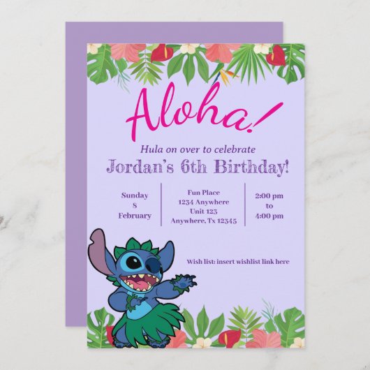Stitch Birthday Invitation (Devant / Derrière)