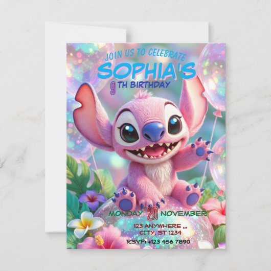 Stitch Birthday Invitation Template (Devant)