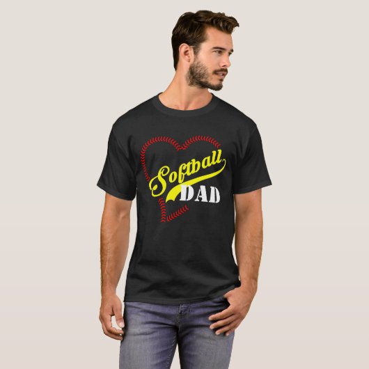 Stitch Heart Softball Pap Gepersonaliseerd Mannen T-shirt (Voorkant volledig)
