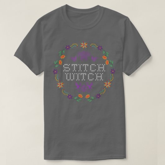Stitch Witch Funny Needlepoint T-shirt (Design voorkant)