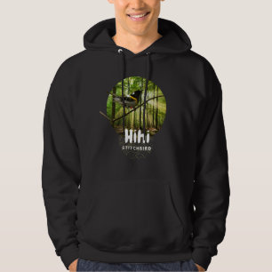 Stitchbird - bedreigde nz hihi vogel zwart hoodie