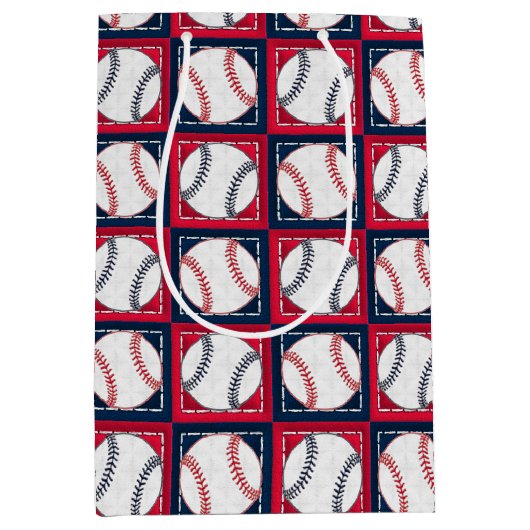 Stitched Baseball 02-GIFT BAG M Medium Cadeauzakje (Voorkant)