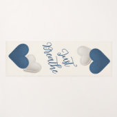 Stitched Blue / Ivory Hearts "Just Breath" Yogamat (Voorkant (horizontaal))