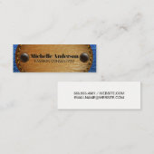 Stitched Brown Leather | Denim Mini Visitekaartje (Voorkant / Achterkant)