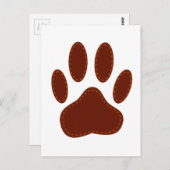 Stitched Felt Dog Paw Print Briefkaart (Voorkant / Achterkant)