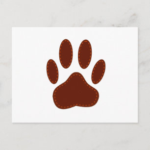 Stitched Felt Dog Paw Print Briefkaart