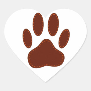 Stitched Felt Dog Paw Print Hart Sticker