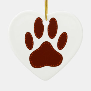 Stitched Felt Dog Paw Print Keramisch Ornament