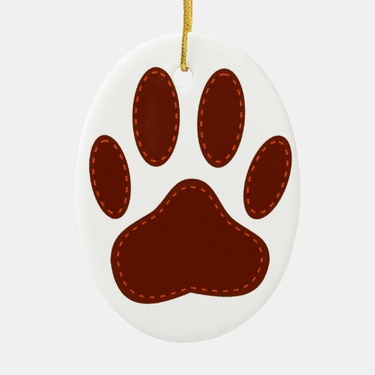 Stitched Felt Dog Paw Print Keramisch Ornament (Voorkant)