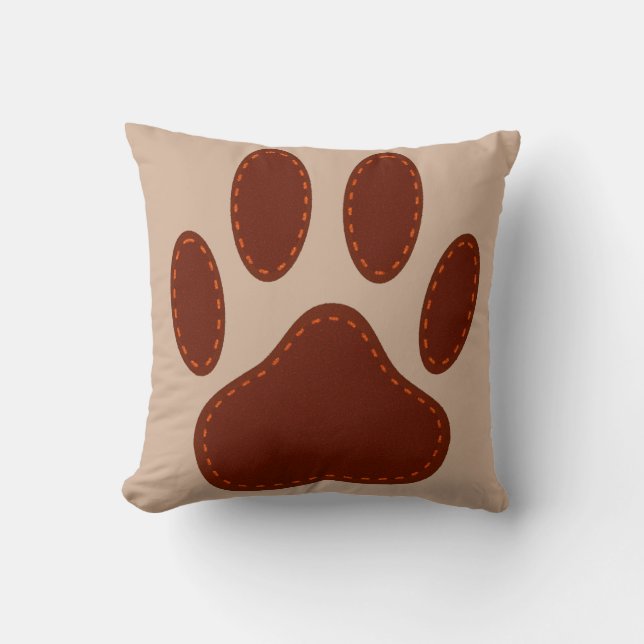 Stitched Felt Dog Paw Print Kussen (Voorkant)