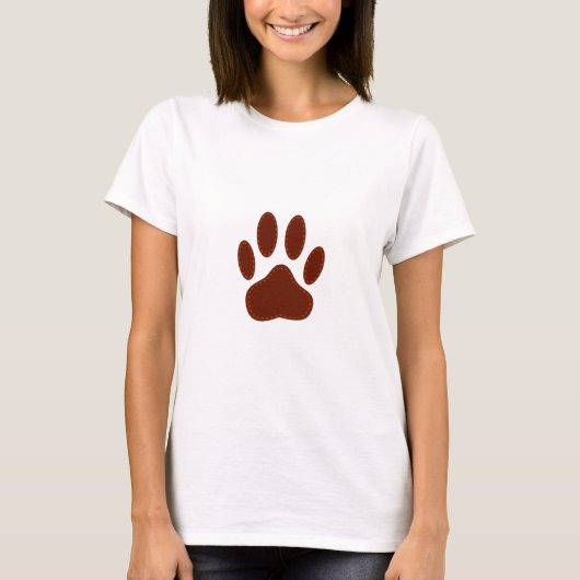 Stitched Felt Dog Paw Print T-shirt (Voorkant)