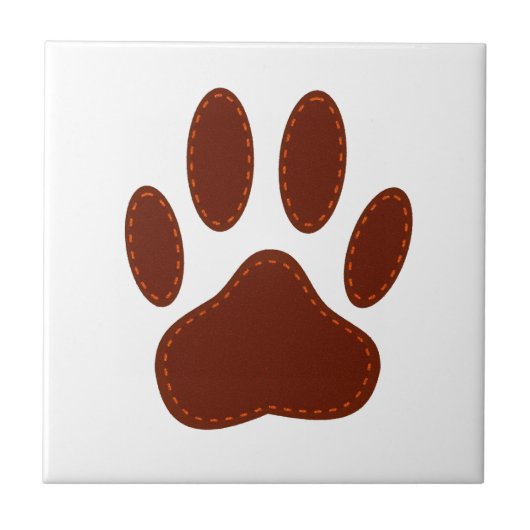Stitched Felt Dog Paw Print Tegeltje (Voorkant)