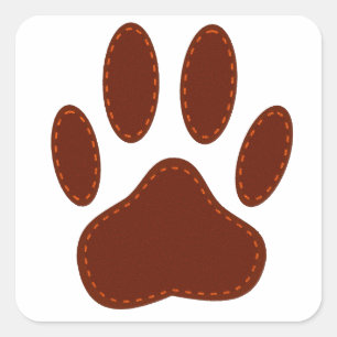 Stitched Felt Dog Paw Print Vierkante Sticker
