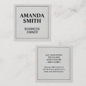 Stitched White Leather Vierkante Visitekaartje (Voorkant / Achterkant)