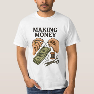 Stitching Money - Handgemaakte Fortune Art T-shirt