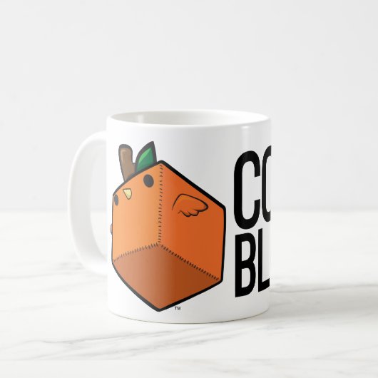 Stitchmind's Mighty Cockblock fruitige oranje Mok (Voorkant links)