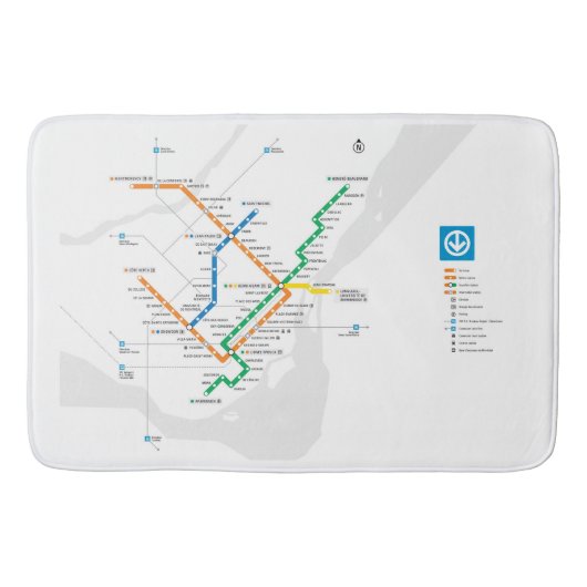 STM Montreal Metro Subway Map wit HD Badmat (Voorkant)