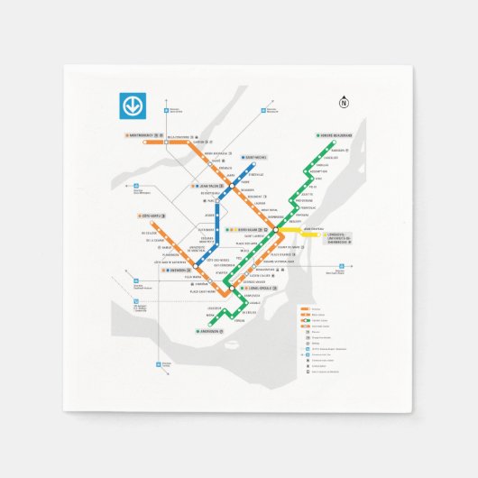 STM Montreal Metro Subway Map wit HD Servet (Voorkant)