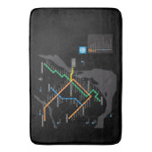 STM Montreal Metro Subway Map zwarte achtergrond H Badmat (Voorkant Verticaal)