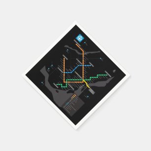STM Montreal Metro Subway Map zwarte achtergrond H Servet