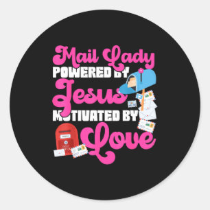 Stman Postbode Jezus Geloof Christelijke Post Dame Ronde Sticker
