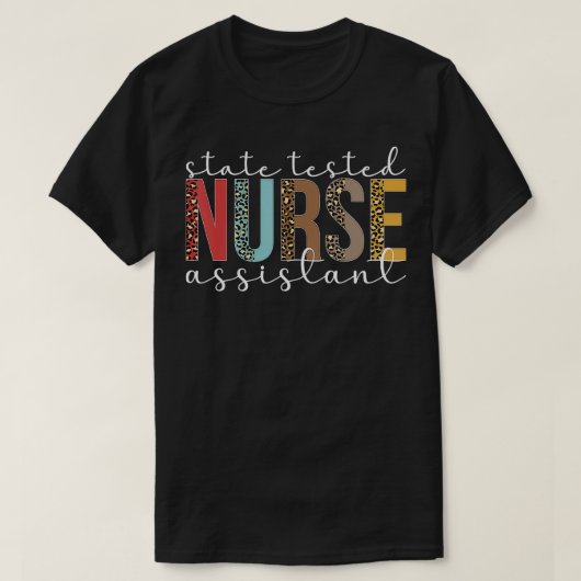 STNA Leopard State Testing Nurzing Assistant T-shirt (Design voorkant)