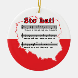 Sto Lat! De Poolse Kaart van het lied Keramisch Ornament