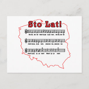 Sto Lat. Poolse Song-kaart Briefkaart